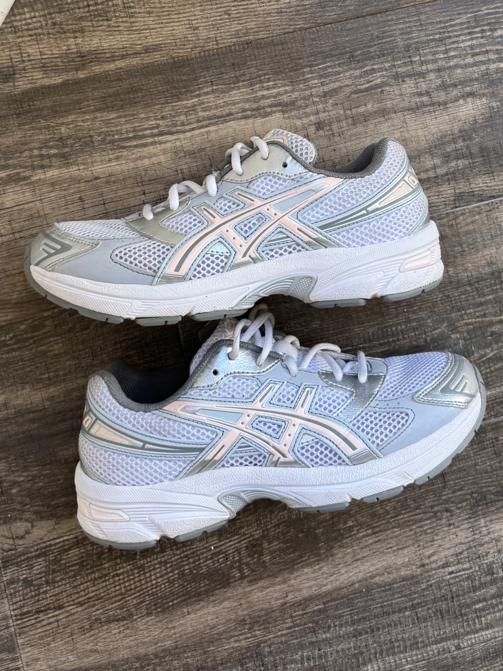 Asics Women's Light Gray and Pale Pink Sneakers